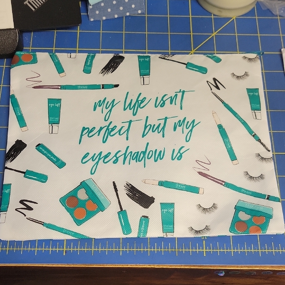 "My Life Isn't Perfect But My Eyeshadow Is" Makeup Cosmetic Bag 8x20 Waterproof